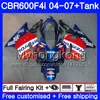 Bodys for Honda CBR600 FS CBR 600F4I 2004 2005 2006 2007 281HM.55 CBR600 F4I CBR 600 F4I CBR600F4I 04 05 06 07 Fairing Repsol Blue Hot Kit