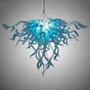 Mediterranean Blue LED Pendant Lamp Nordic Hand Blown Glass Chandeliers for Bedroom Living Study Room Simple Modern Design Custom Smaller Lights and Lighting