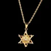 18K Gold Plated Diamond Star of David Pendant Necklace Micro Pave Cubic Zirconia Diamonds with 24inch Rope chain