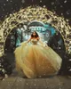 Sweetheart Lace Appliques A-Line Quinceanera Dresses Tulle Yellow Vestidos De Soiree Customized Junior 16 Years Prom Party Gowns2482