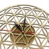 Livsblomma Intererect Ringar Geometrisk Trä Väggklocka Sacred Geometry Laser Cut Clock Watch Housewarming Gift Room Decor Y200109