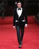 Black Velvet Groom Tuxedos Double-Breasted Groomsmen Wedding Dress Autumn Winter Style Men Formal Party Prom Suit(Jacket+Pants+Tie+Vest) 801