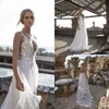 Limor Rosen 2020 Bohemian bröllopsklänningar En linje V Neck Beach Bridal Dress Lace Boho Backless Bridal Gowns