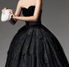 New Princess Vestidos Custom US2-26W Gothic Black Lace Sweetheart Ball Gown Abito da sposa Lunghezza tè Festa nuziale Guest Bow Tier340H