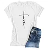 Kvinnor Mode Cross Faith T-shirt Causal Jesus Letter Printed T-shirt Christian Graphic Tees Kortärmad T-shirt