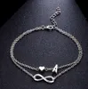 20 stks / partij Nieuwe Mode-sieraden Gift Bohemen Stijl Infinity Symbol 8 Lucky A-S Letter Kralen Armbanden DIY Sieraden Armband