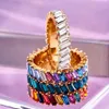 Ny Boho Rainbow CZ Stone Stacking Ring för kvinnor Guld Silver Färg Baguette Cubic Zirconia Bröllopsförlovning Evity Ringar