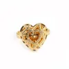 African Ethnic Hollow Heart Flower Ethiopian Wedding Gold Band Ring For Women India Kenya Middle East Jewelry