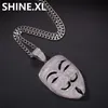 V per Vendetta Mask Collana con pendente con catena a corda Iced Out Zircon Mens Hip Hop Jewelry Gift