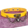 PU Läder Halsband Punk Heart Studded Choker Halsband Gåva För Kvinnor Smycken Rivet Spänne Krage Halsband