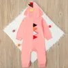 Ins baby rompertjes dinosaurus baby jongen jumpsuits lange mouw pasgeboren meisjes hooded bodysuits designer peuter kleding babykleding DW4508