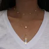 New Boho women's layered necklaces Gold Love Heart Natural stone Crystals Hexagonal prism Bullet Quartz Point Pendant For Fashion Jewelry