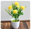 Colorido bonito bola de seda flor de crisântemo artificial falso dandelion 5 cabeças / buquê de jardim Ao Ar Livre decoração da planta da flor