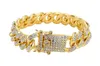 Męskie Hip Hop złote bransoletki Symulowane diamentowe bransoletki biżuteria moda mrożona w Miami Cuban Link Bransoleta 2392