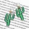 Gros-créateur de luxe de mode exagéré belle mignonne belle plante cactus pendentif perle boucles d'oreilles pour femme