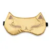 Satin Silk Sexy Cat Embroidered Sleep Mask Side Sleepers Nose Pad Adjustable Strap Eye Mask for Sleeping Cover Blindfold Men and W8331414