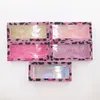 Glitter Leopard Print Eyelash Förpackning Box för naturlig 3D 5D Mink False Eyelashes Custom Lash Box