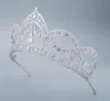 Vintage Queen Crown Tiara Argento Elegante Fascia per capelli da sposa Zircone da sposa Accessori per capelli Gioielli Copricapo Ornamento Prom Copricapo Lusso