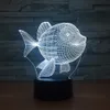 3D Illusion USB Night Light Lamp Projektor Powered 5: e Batteri Bin Touch Knapp LED Light för hem