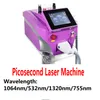 Pico nd yag picosecond laser machine q schakelaar 1064nm 532nm 755mm pigment ance verwijdering huidverjonging salon