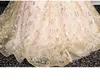 Ouro luxo flor artesanal meninas vestidos para casamento manga comprida princesa crianças comprimento de dama de dama de dama de dama de dama de dama de honra vestido de baile