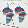 Partihandel Map Outline Wood Colorful Printed Geometric Dangle Earrings Vintage Wood African Hip Hop smycken DIY Tillbehör