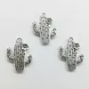 100PCs Flower Cactus Charms Pendants Retro Smycken Tillbehör DIY Antik Silver Hänge För Armband Örhängen Keychain 20 * 15mm