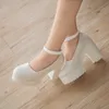 2019 새로운 봄 가을 캐주얼 하이힐 슈즈 섹시한 루슬라 코 슈노 바바 두꺼운 발 뒤꿈치 플랫폼 펌프 블랙 화이트 레이디 신발
