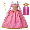 Girls Deluxe Princess Costume Long Sleeve Sleeping Beauty Pageant Party Gown Children Fancy Dress Up Frocks For birthday party by DHL send