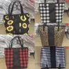 Leopard Plaid Handväska 5 stilar Bufflao Solrosor Tryckta Totes Flickor Shoppingväska Modehelg Purses LJJO7387-1