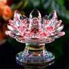 Feng Shui Kryształ Kryształ Lotus Flower Crafts Szklany Uchwyt Świeca Ozdoby Figurki Home Wedding Party Decor Prezent Pamiątkowe