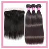 Malaysian Unprocessed Human Hair 3 Bundles With 13X4 Lace Frontal Baby Hair Extensions Straight Human Hairs Wefts Frontals 10-30inch