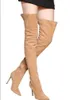 Classy Designer Vrouwen Dij Hoge Laarzen Mode Puntschoen Naaldhakken Winter 10 CM Pomp Schoenen Drie Kleuren Stretch Lady boot