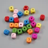 100 Pieces/Lot Multi Colors Natural Wooden Cube A-Z Letter Loose Beads Wood Numbers Letters Bead Jewelry Accessories for Children DIY Making