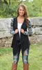 Cardigan da donna autunno Cardigan con motivi geometrici a contrasto Cardigan da donna aperto sul davanti Cascata drappeggio Orlo irregolare Boho Capispalla Top