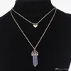 Necklace Gold Jewelry Healing Crystals Amethyst Rose Quartz Chakra Healing Natural Stone Pendants Gold Chain Necklaces