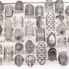Kvinnor vintage snidade blommor silverpläterade smycken ringar för kvinnor gåva party storlek 17mm till 20 mm mixstil
