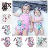 Barn kläder tjejer blommig blomma kostym baby sommar ins kläder sätter boutique tofs rompers huvudband onesies hårband outfits czyq4947