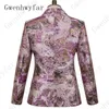 Gwenhwyfar Purple Floral Men Suits For Wedding Latest Designs Groom Tuxedos Fashion Formal Prom 3 Pieces Suit Jacket Vest Pants203l