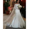 Abiti da sposa a maniche lunghe con applicazioni in pizzo 2019 Corte dei treni Abiti da sposa a sirena Abito da sposa con lacci Robe De Mariee