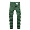 Fashion- Mens Jeans Army Green Pockets Mens Straight Jeans With Zipper Fashion Male Apparel