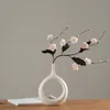 Keramiska hemhantverk ornament vit vas liten blommor tv skåp vin dekorationer vaser t200703294o