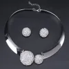 Classic Crystal Bridal Jewelry Sets Silver Color Choker Necklace Earrings Jewelry Sets Wedding Jewelry for Women