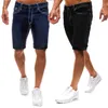 Nouveau Mens Pure Color Slim Fit Taille Européenne Style Décontracté Denim À La Mode Genou Longueur Jeans Courts