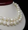 32 "lange 8-9MM weiße Farbe unregelmäßige Perlenkette