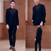 最新の男性の結婚式のスーツ3ピースブラックショールラペルグロールタキシードグルーミングマンビジネスマンスーツ（ジャケット+ベスト+パンツ）
