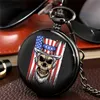 Custodia nera personalizzata Black FireingUsingUsa Flag Design Men Women Quartz Pocket Watch Unisex Orologio analogico Gifts Catena a sospensione FU1257583