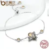 Äkta 100% 925 Sterling Silver Dancing Honey Bee Chain Link Kvinnor Bracelet Crystal Big Stone Bracelet Smycken SCB043