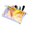 Hot selling transparent cosmetic bag girl laser letter cosmetic bag Hand-held transparent bag ladies storagebag ST329