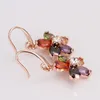 Hot Sales 18k Rose Gold Plated Women Flower Drop Earrings äkta österrikiska kristallmodeörhängen smycken för kvinnor